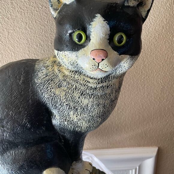 Cast Iron Black and White Cat Door Stopper Large Heavy Vintage Gorgeous! - Picture 4 of 15